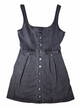 Forever 21 Black Button-Front Denim Dress